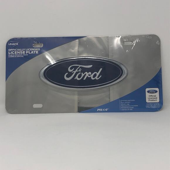 Pilot Automotive LP-021B Stainless Steel Official Ford 3D License Plate Sealed - Picture 1 of 6